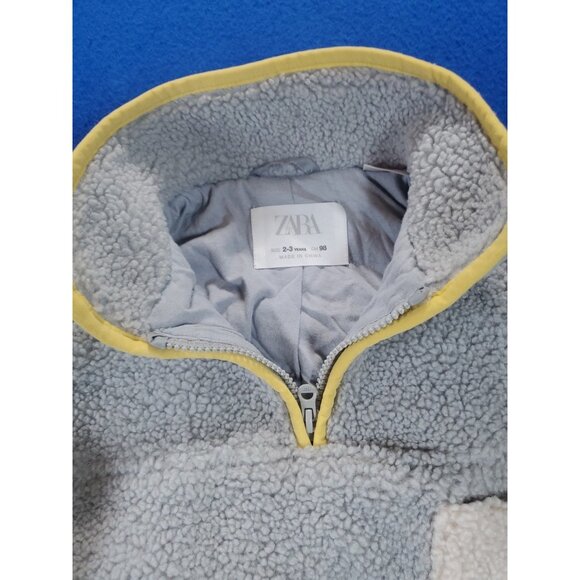 ZARA Toddler Fleece Coat Pants Set 2-3 T,  Grey White Yellow - Picture 9 of 14
